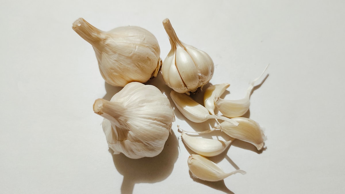 Insalata con aglio biologico e verdure fresche